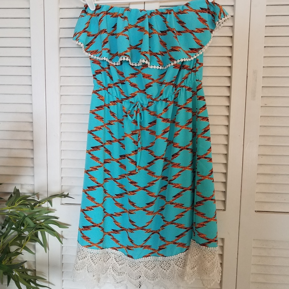 Yahada Embroidered Green Print Summer Dress